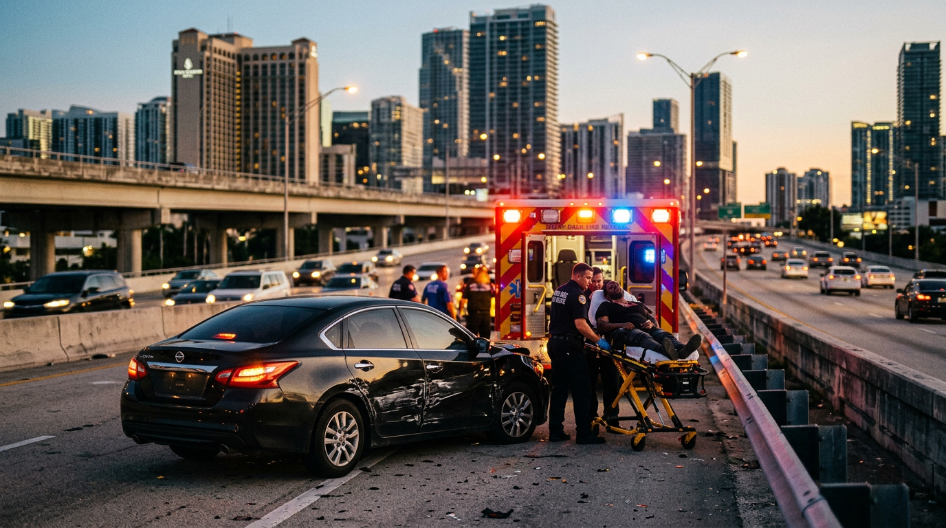 Choque en el Dolphin Expressway manda a vecino de Brickell al hospital y pone el enfoque en el 'stacking' de seguros