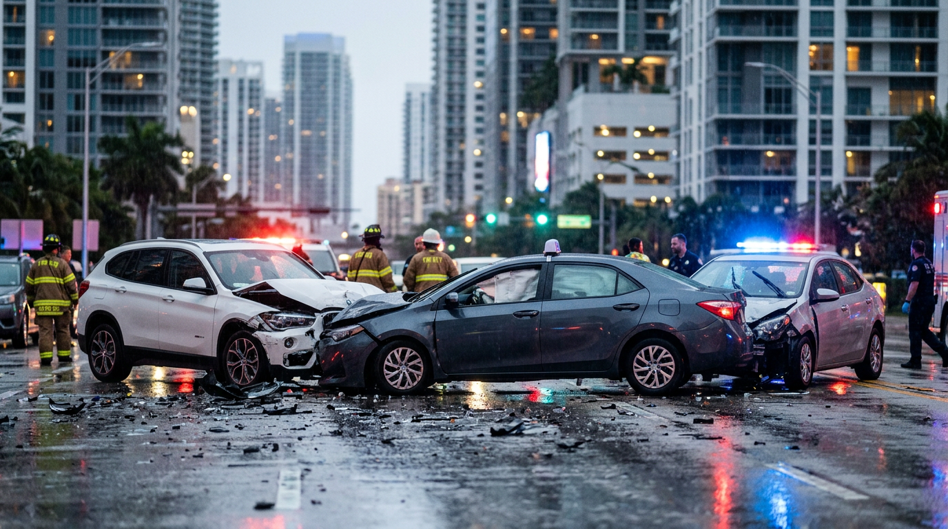 Brickell Multi-Car Hydroplane Collision Raises Questions About Rideshare Insurance Coverage Periods on US-1