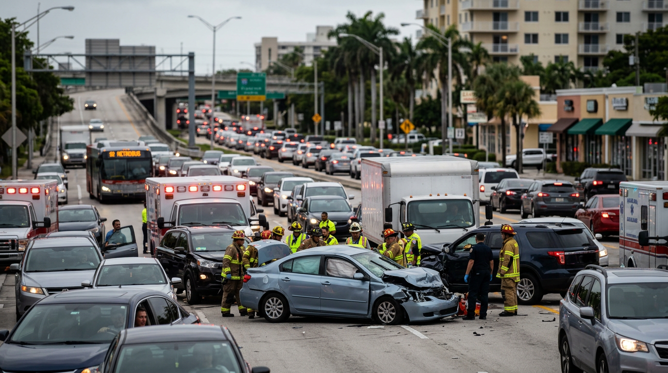 Coconut Grove Morning Commute Halted by I-95 Multi-Car Crash as Serious Injury Threshold Applies