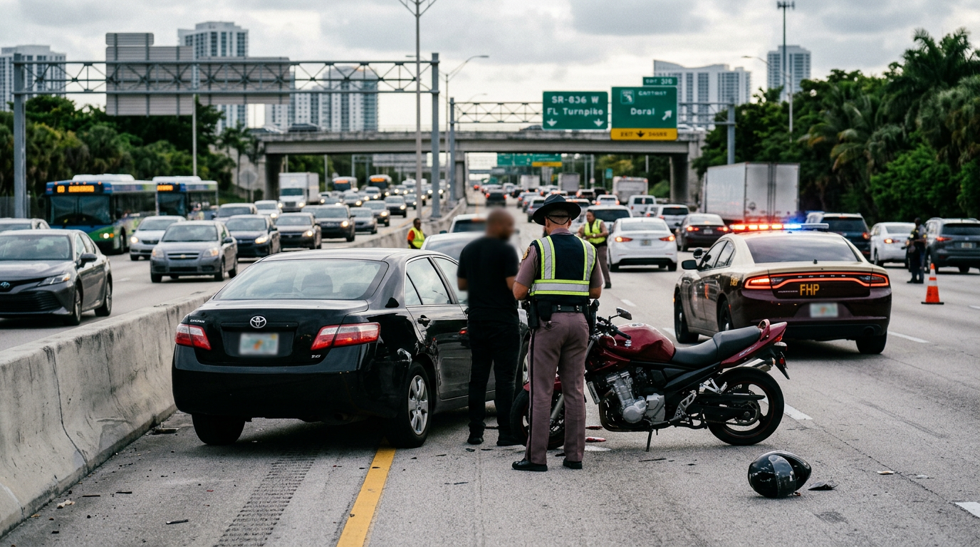 Doral Sideswipe Accident on Dolphin Expressway Raises Questions Regarding Florida Helmet Law Compliance