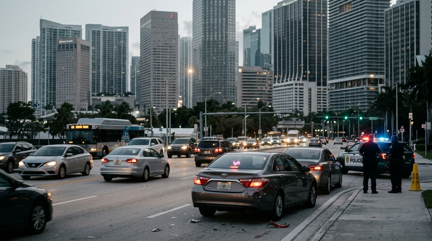 Downtown Miami Hit-and-Run on Biscayne Blvd Highlights Complex Rideshare Insurance Coverage Tiers