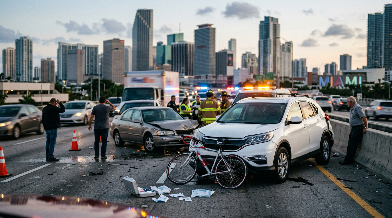 Downtown Miami Multi-Vehicle Pile-Up on I-95 Leaves Bicyclist Facing Significant Medical Debt