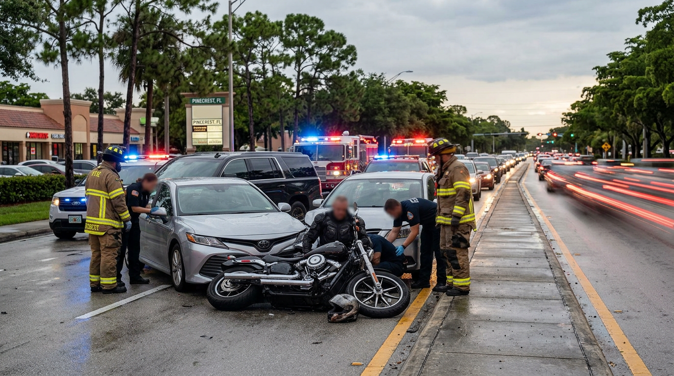 Choque en cadena en Pinecrest pone en el foco las leyes de casco para motociclistas en Florida