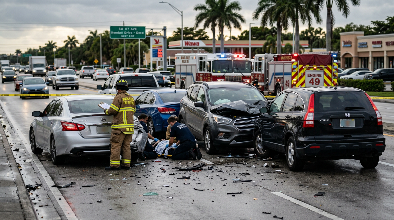 Kendall Residents Injured in Doral Multi-Car Chain Reaction as Modified Comparative Negligence Laws Apply