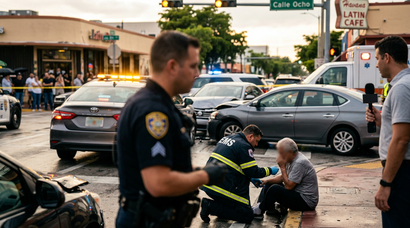 Residente de La Pequeña Habana lesionado en choque en cadena en Doral: complicaciones con el seguro de rideshare