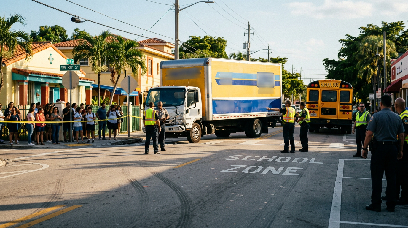 Little Havana School Zone Crash Involving Commercial Truck Raises Questions Over Federal Safety Compliance