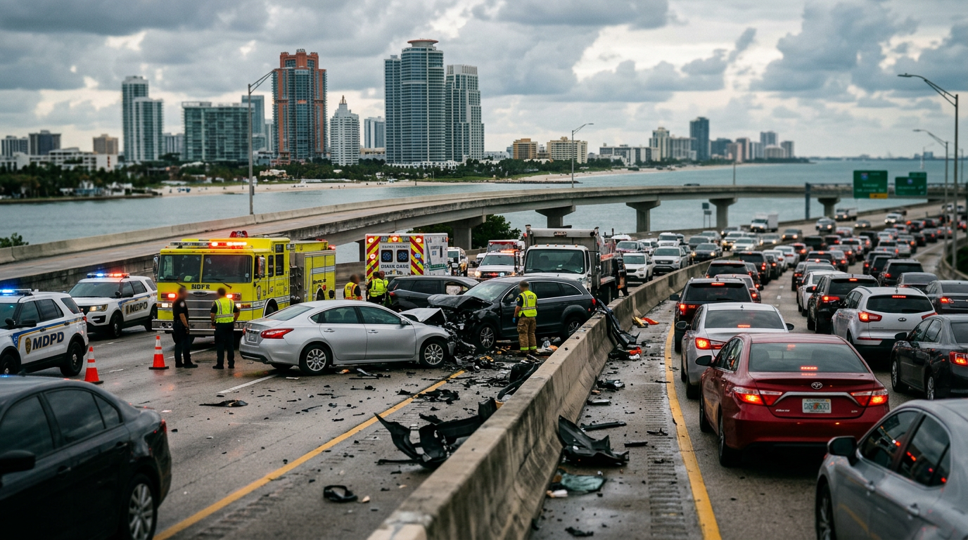 Miami Beach Commuters Face Multi-Vehicle I-95 Crash While Legal Deadlines Loom for Injury Claims