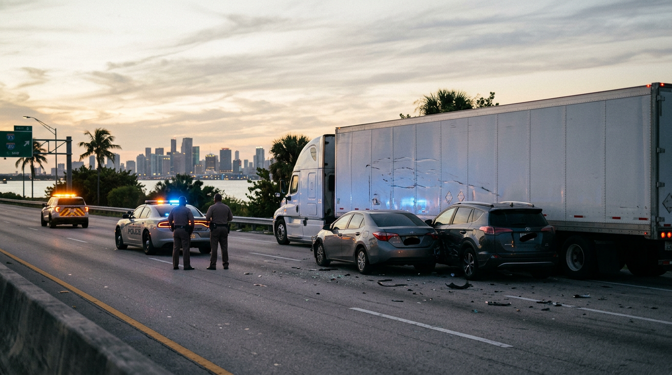 Multi-Vehicle Sideswipe Near Key Biscayne Highlights Federal Safety Oversight in Miami Trucking Accidents