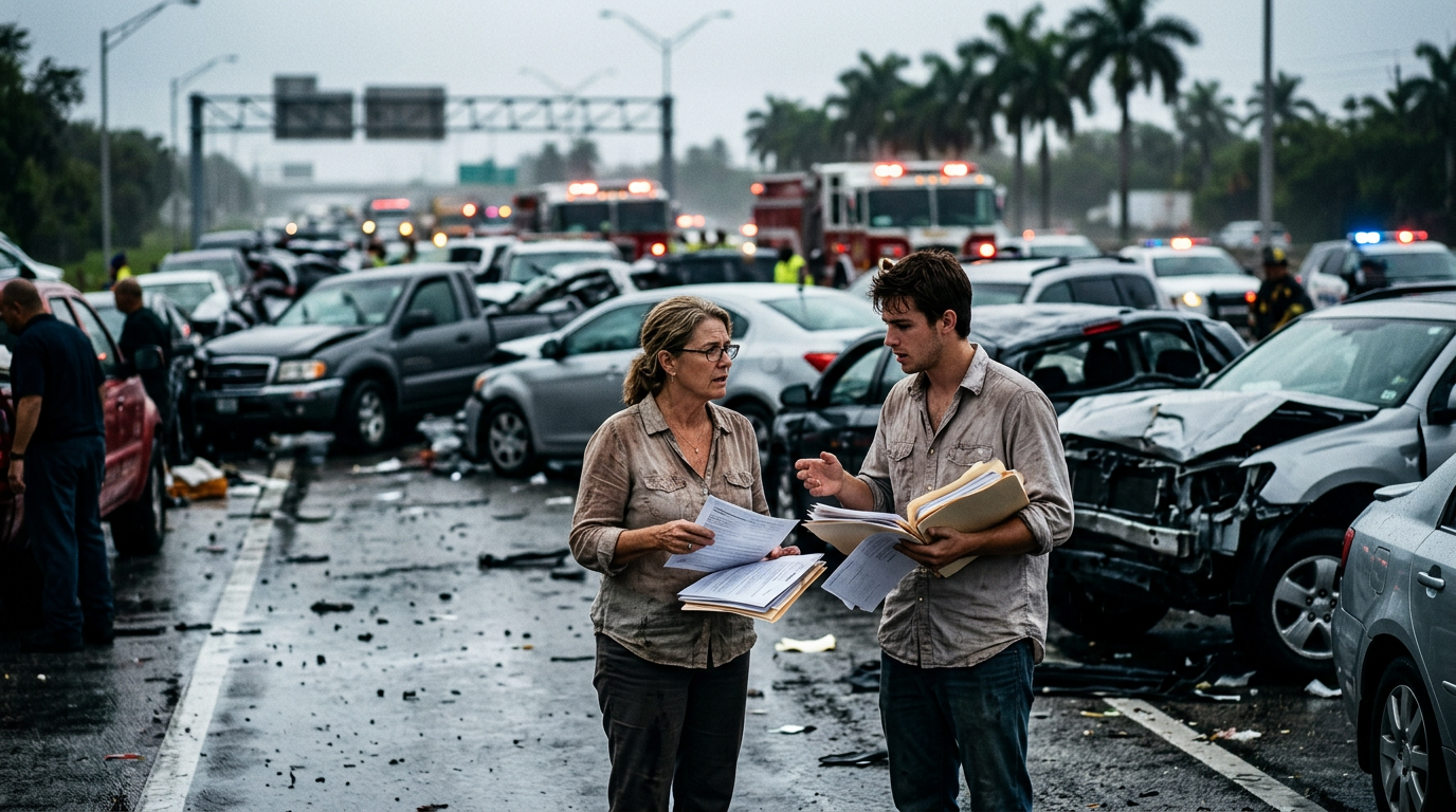 Conductores de Pinecrest involucrados en choque múltiple en la I-95 enfrentan obstáculos legales con las leyes de seguros No-Fault