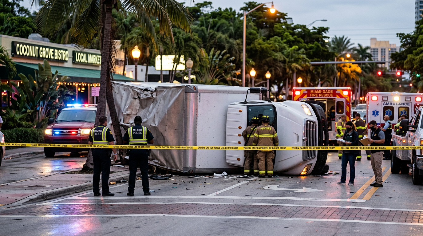 Serious Coconut Grove Truck Rollover Investigated for Dram Shop Liability and Commercial Negligence