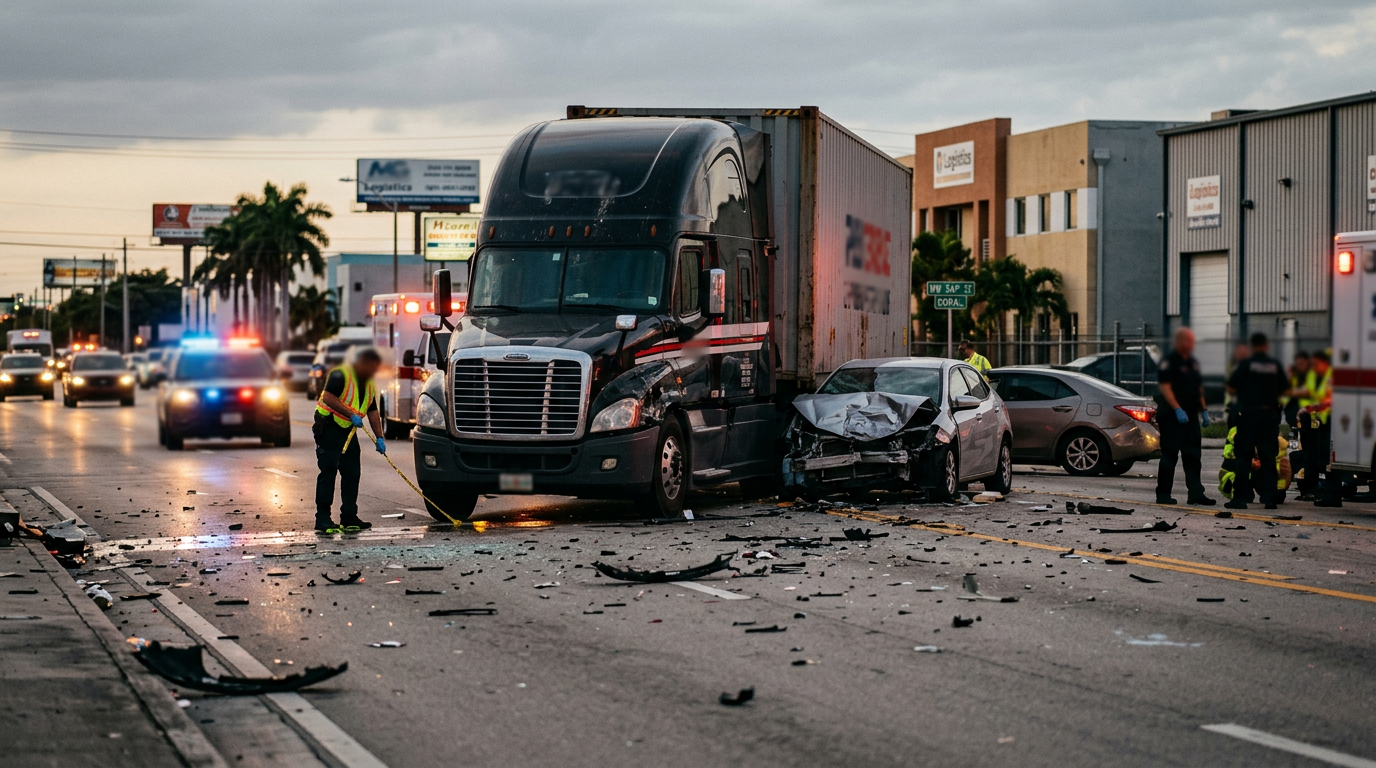 Grave choque de camión de carga cerca de Wynwood pone en evidencia fallas en el cumplimiento de normas federales de seguridad