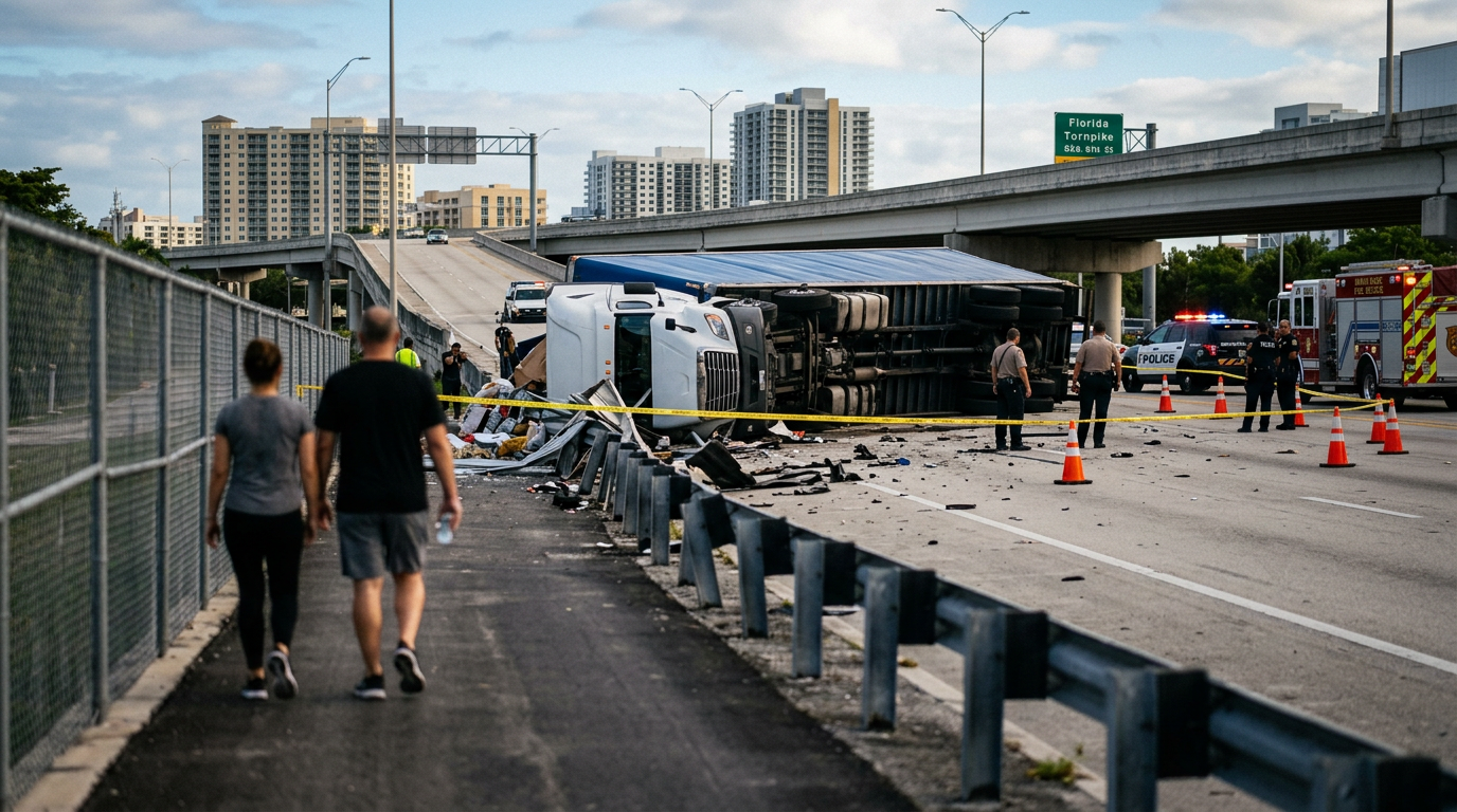 Serious Doral Turnpike Commercial Truck Rollover Raises Critical Questions Regarding Pedestrian PIP Benefits