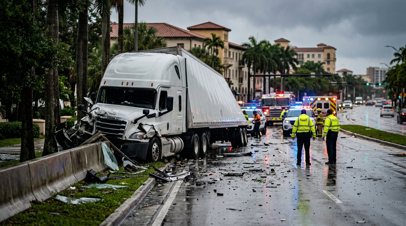 Serious Hydroplane Crash in Coral Gables Raises Questions Over Federal Trucking Safety Standard Compliance