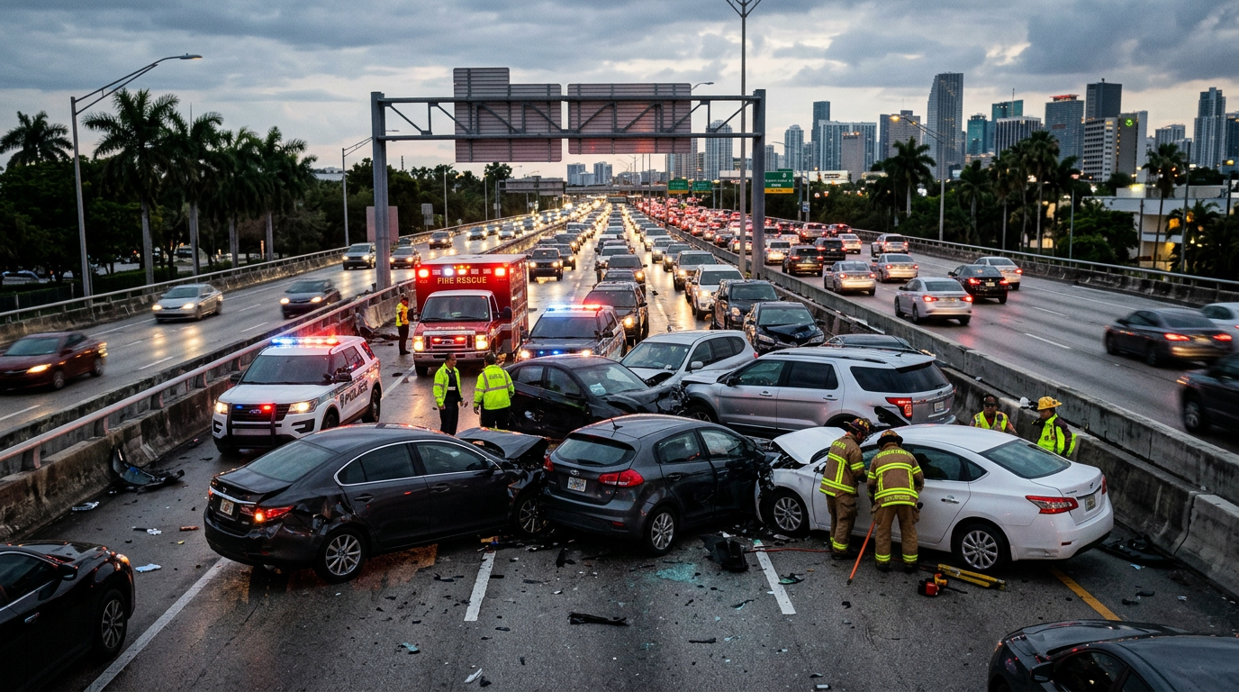 Serious I-95 Rush Hour Pile-Up Near Coconut Grove Raises Questions of Dram Shop Liability