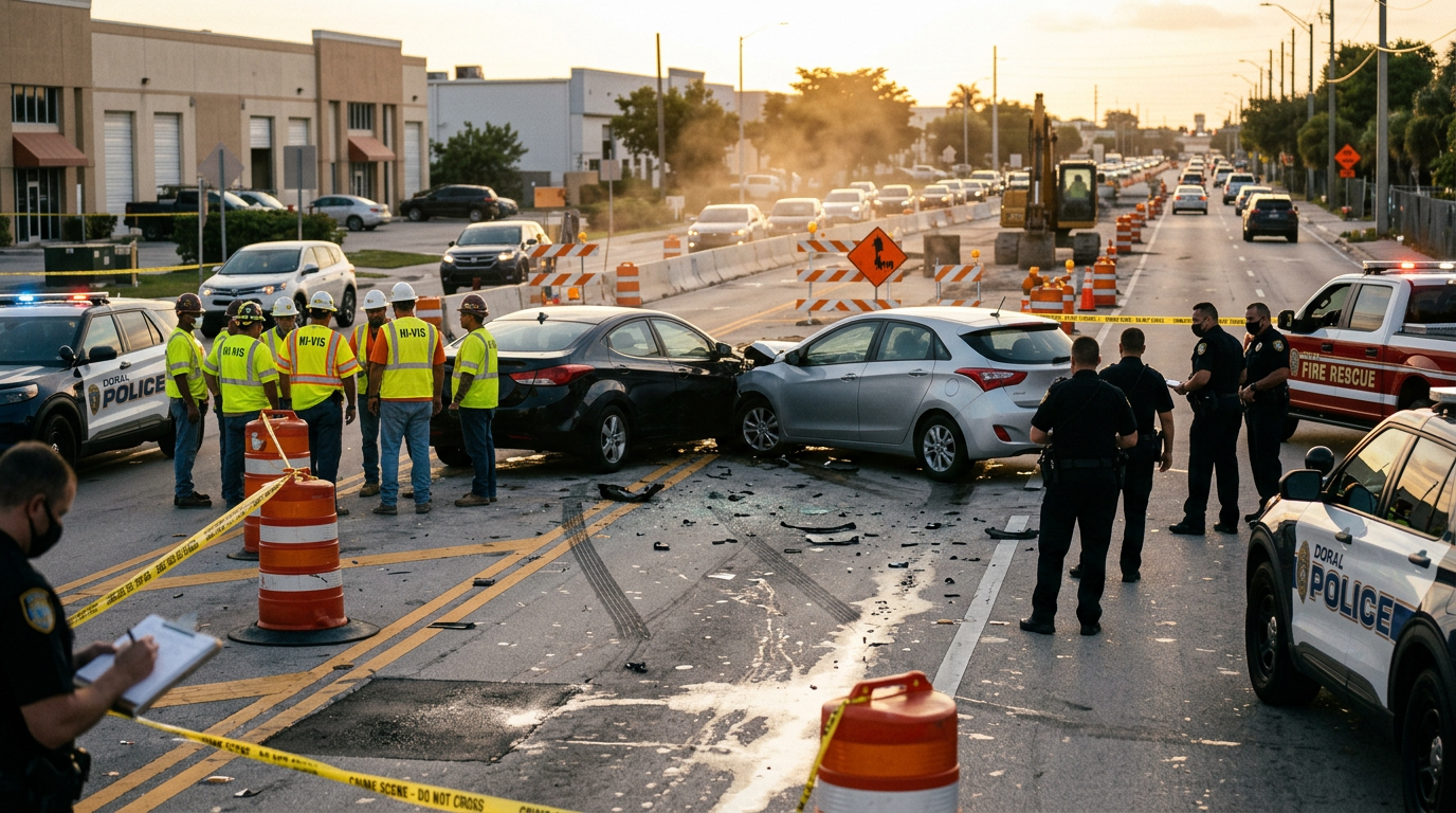 Serious Lane Shift Collision in Doral Construction Zone Highlights Critical Evidence Preservation Needs