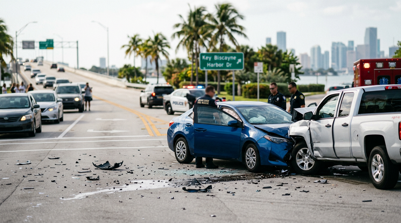 Grave choque tras un giro a la izquierda cerca de Key Biscayne resalta la importancia de la cobertura 'Stacked' para conductores no asegurados