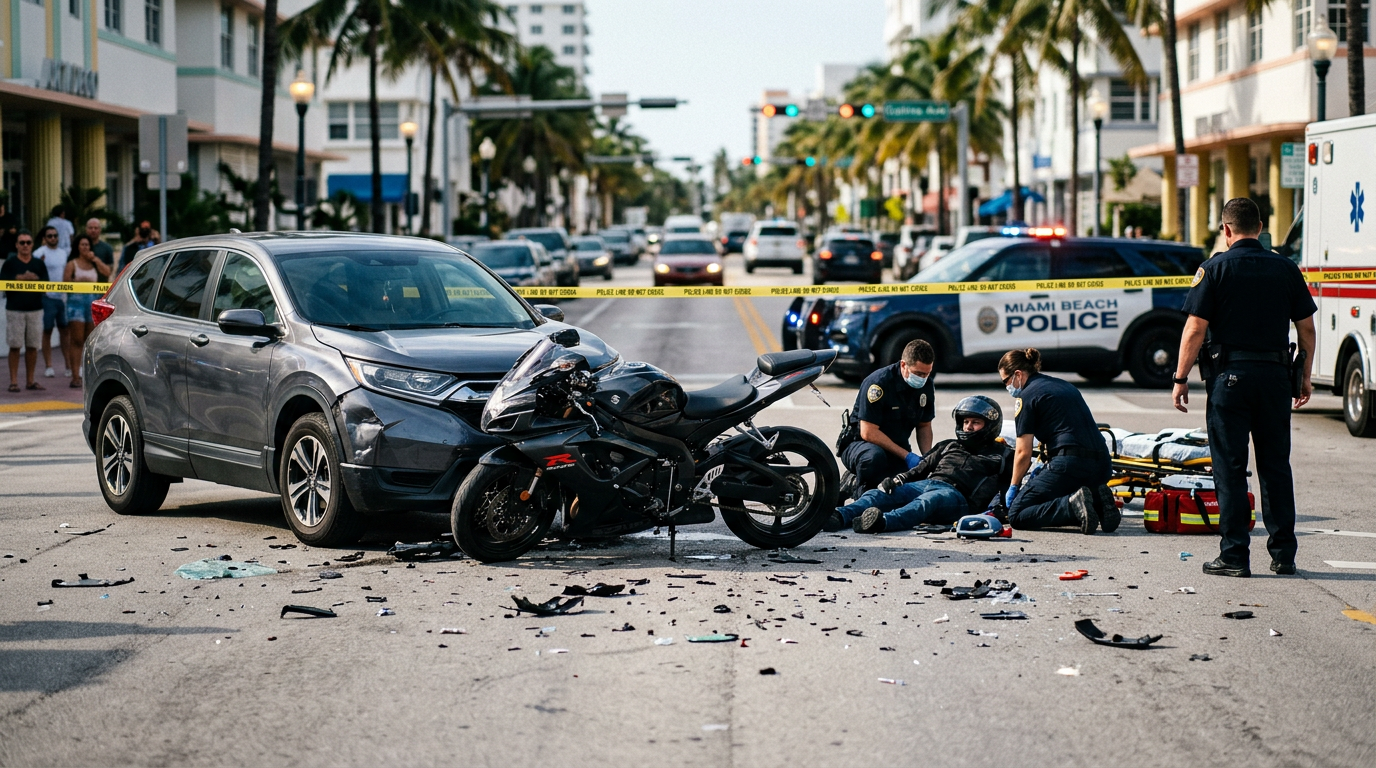 Serious Left-Turn Motorcycle Crash in Coral Gables Raises Questions Regarding Florida Helmet Requirements