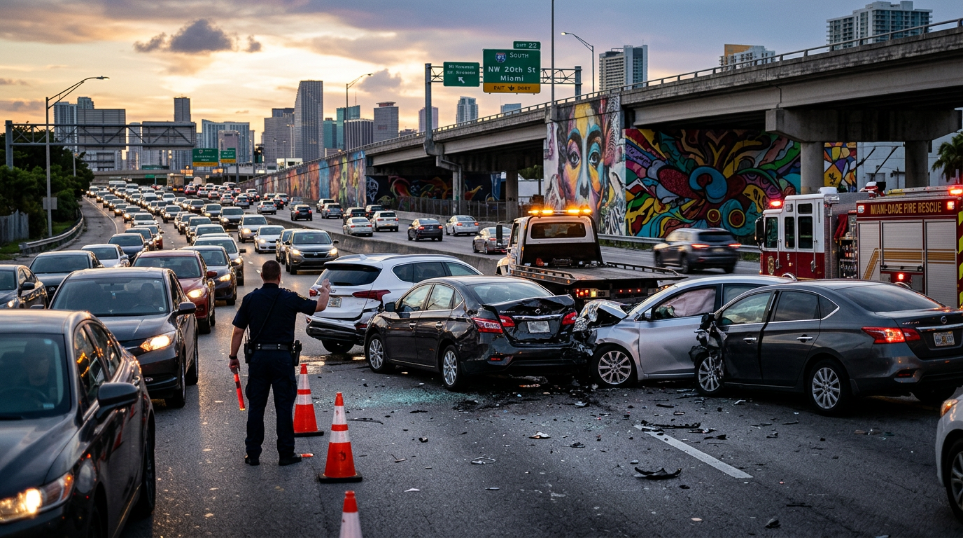 Wynwood I-95 Rush Hour Chain Reaction Crash Raises Critical Comparative Negligence Questions for Victims